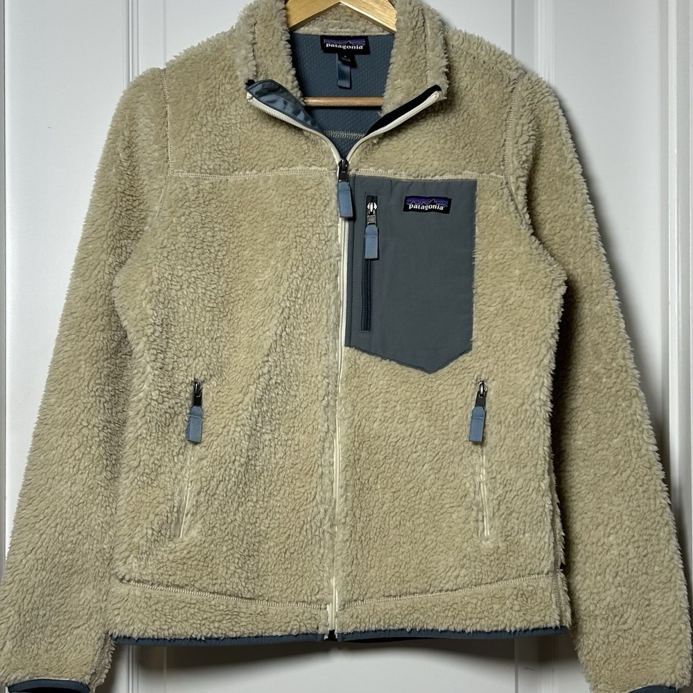 Patagonia Classic Retro-X Deep Pile Fleece Natural Tan Full Zip Windproof Jacket